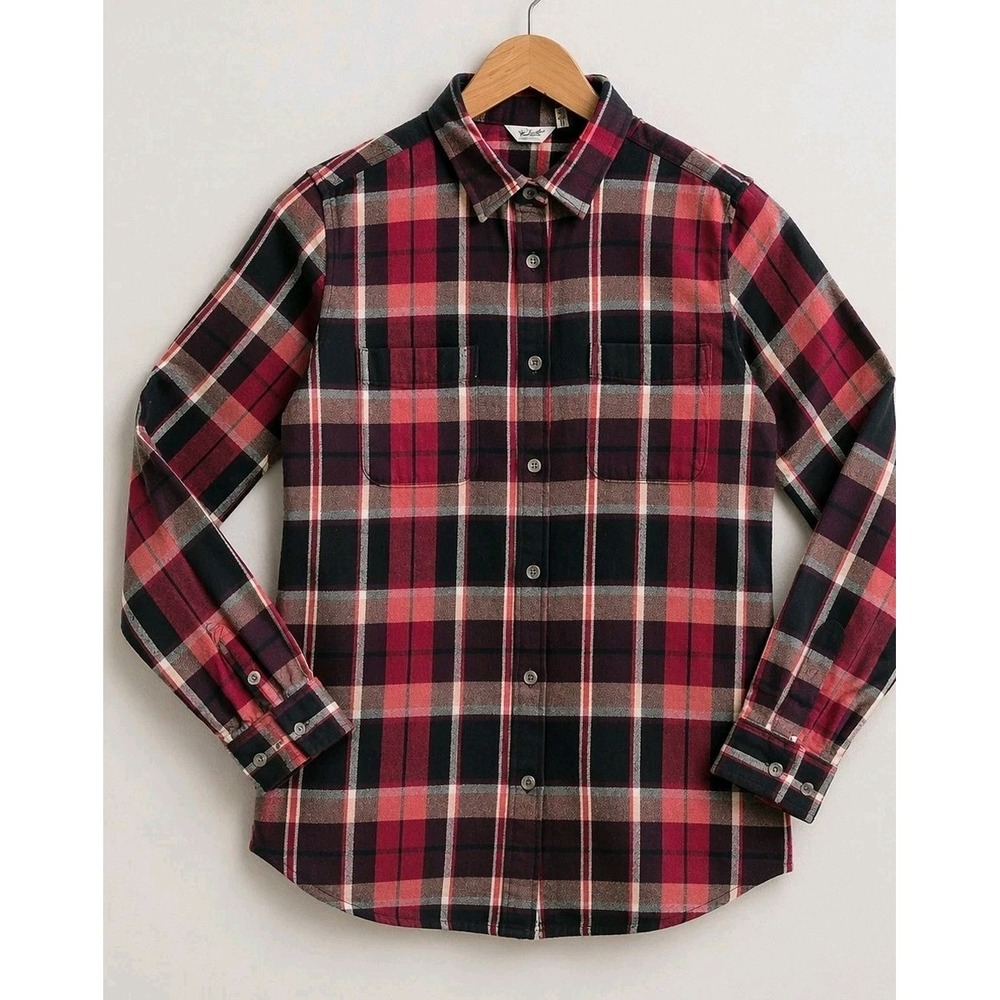 Woolrich Plaid Flannel Shirt Women's Medium Red Black Lumberjack Grunge Button